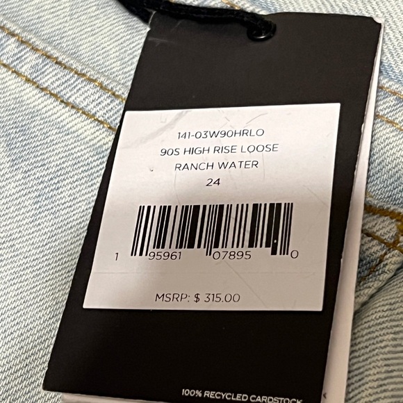 RE/DONE '90s High-Rise Loose Jeans size 24 NWT Ranch Water - Picture 5 of 7